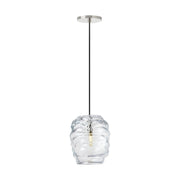 Audra Clear Textured Glass Pendant in Polished Nickel