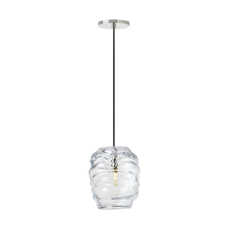 Audra Clear Textured Glass Pendant in Polished Nickel