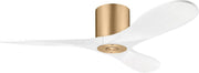 Maverick 44" Hugger Ceiling Fan in Burnished Brass with Matte White Blades