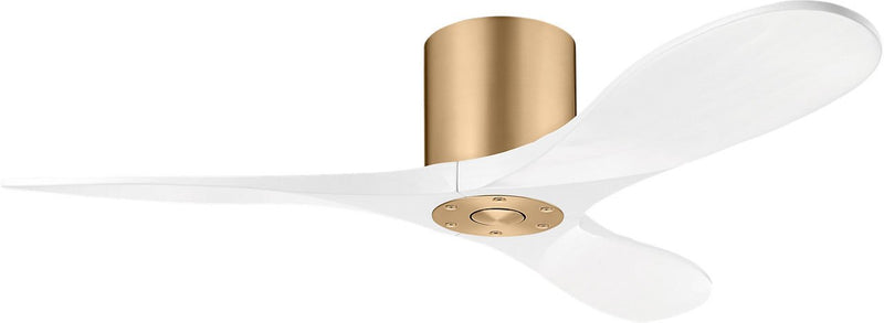Maverick 44" Hugger Ceiling Fan in Burnished Brass with Matte White Blades