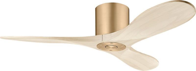 Maverick 44" Hugger Ceiling Fan in Burnished Brass with Washed White Oak Blades