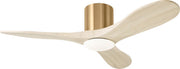 Maverick 44" LED Hugger Ceiling Fan in Burnished Brass with Washed White Oak Blades