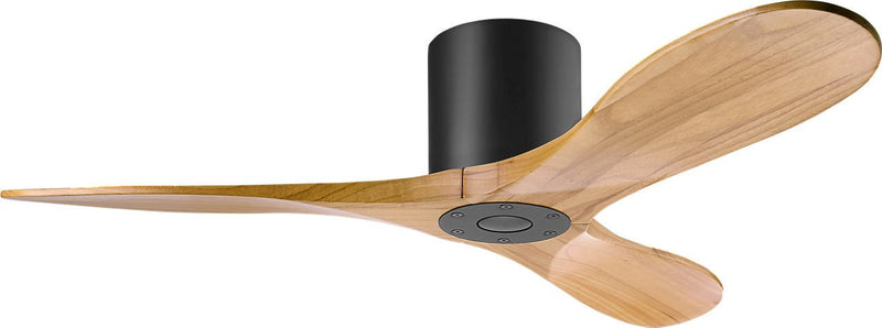 Maverick 44" Hugger Ceiling Fan in Midnight Black with Natural Honey Blades