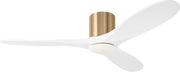 Maverick 52" LED Hugger Ceiling Fan in Burnished Brass with Matte White Blades