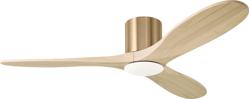 Maverick 52" LED Hugger Ceiling Fan in Burnished Brass with Washed White Oak Blades
