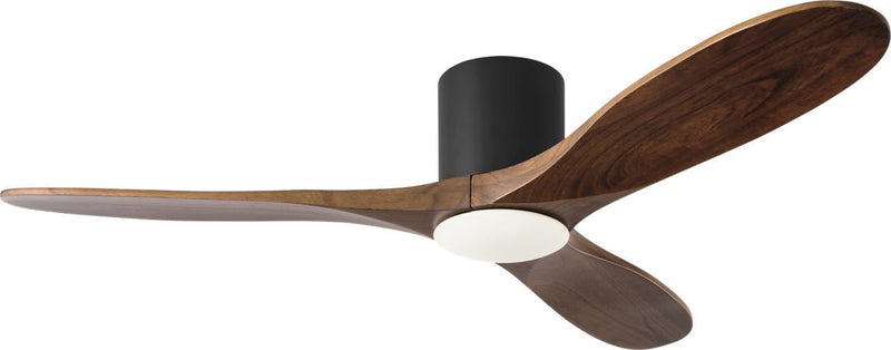 Maverick 52" LED Hugger Ceiling Fan in Matte Black with Dark Walnut Blades
