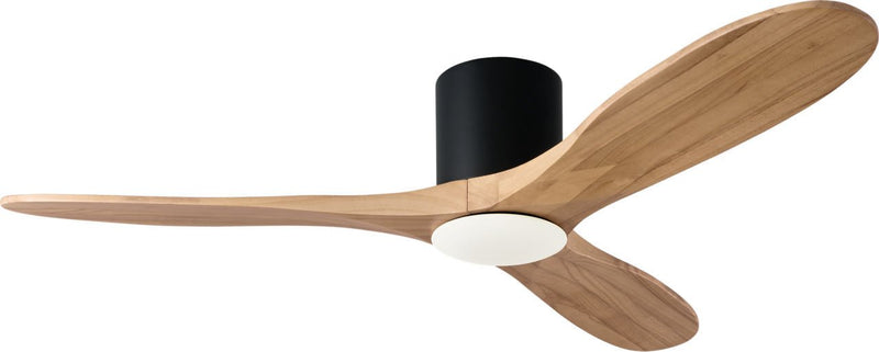 Maverick 52" LED Hugger Ceiling Fan in Matte Black with Natural Honey Blades