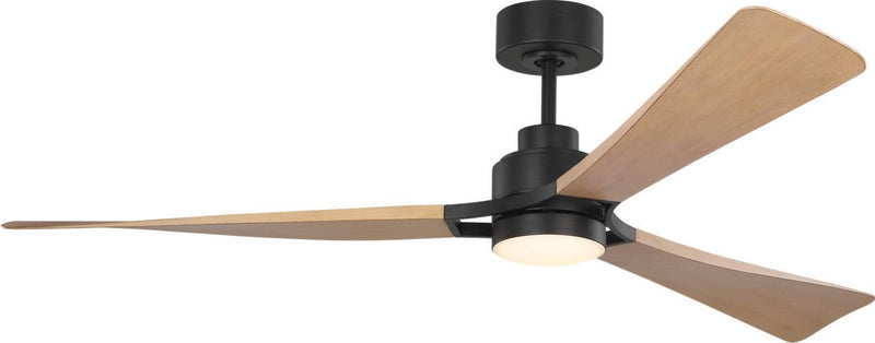 Trillium 60" LED Ceiling Fan in Midnight Black with Natural Honey Blades