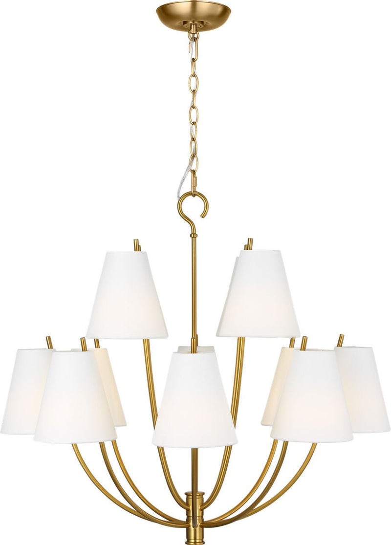 Marina 30" 12-Light Chandelier in Burnished Brass