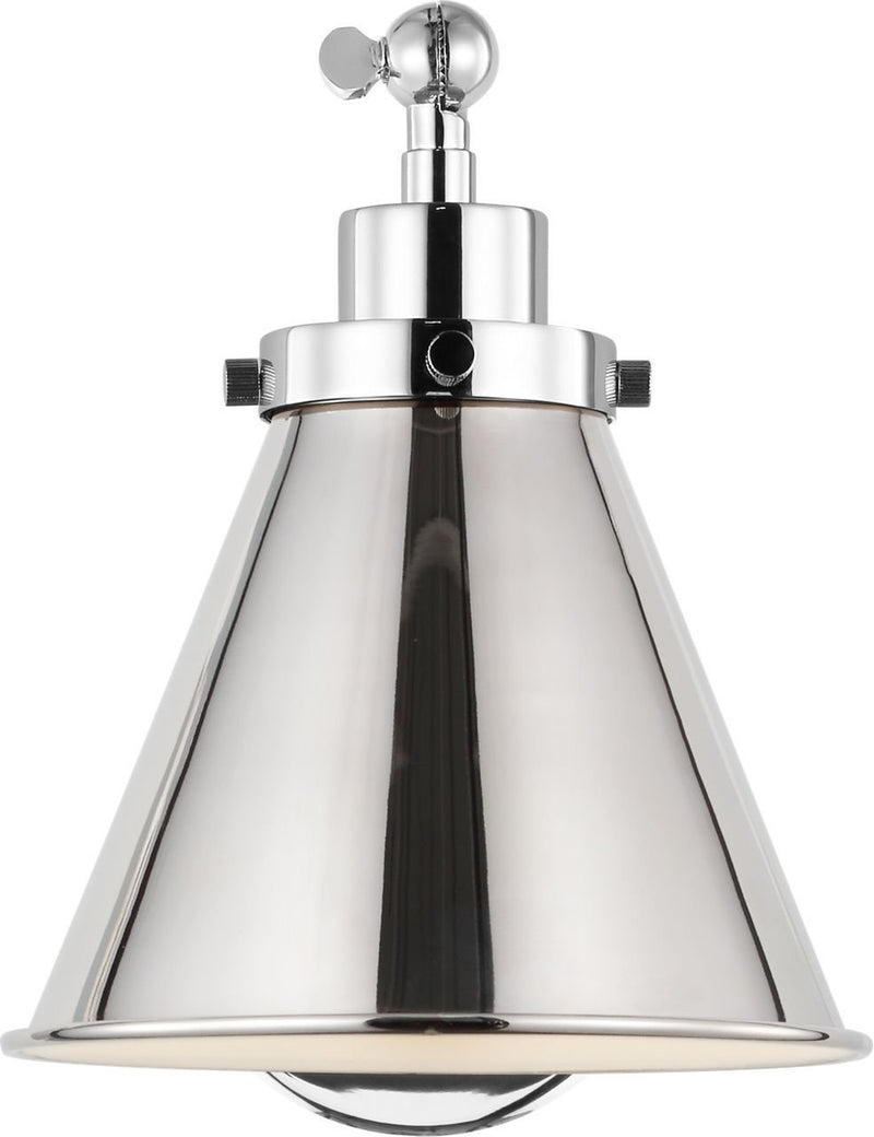 Wellfleet One-Arm Cone Wall Sconce in Polished Nickel