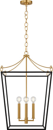 Carlyle 4-Light 18" Lantern Pendant in Midnight Black / Burnished Brass
