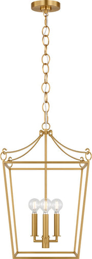 Carlyle 3-Light 14" Lantern Pendant in Burnished Brass
