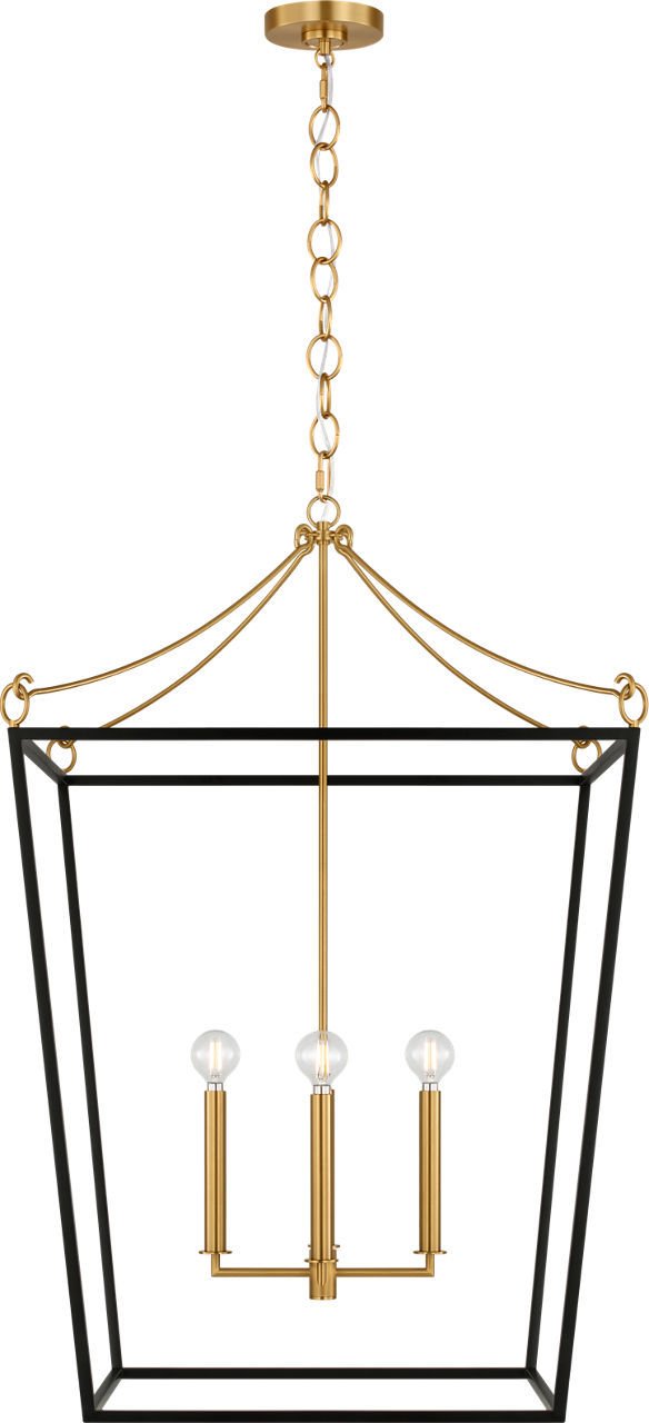 Carlyle 4-Light 24" Lantern Pendant in Midnight Black / Burnished Brass