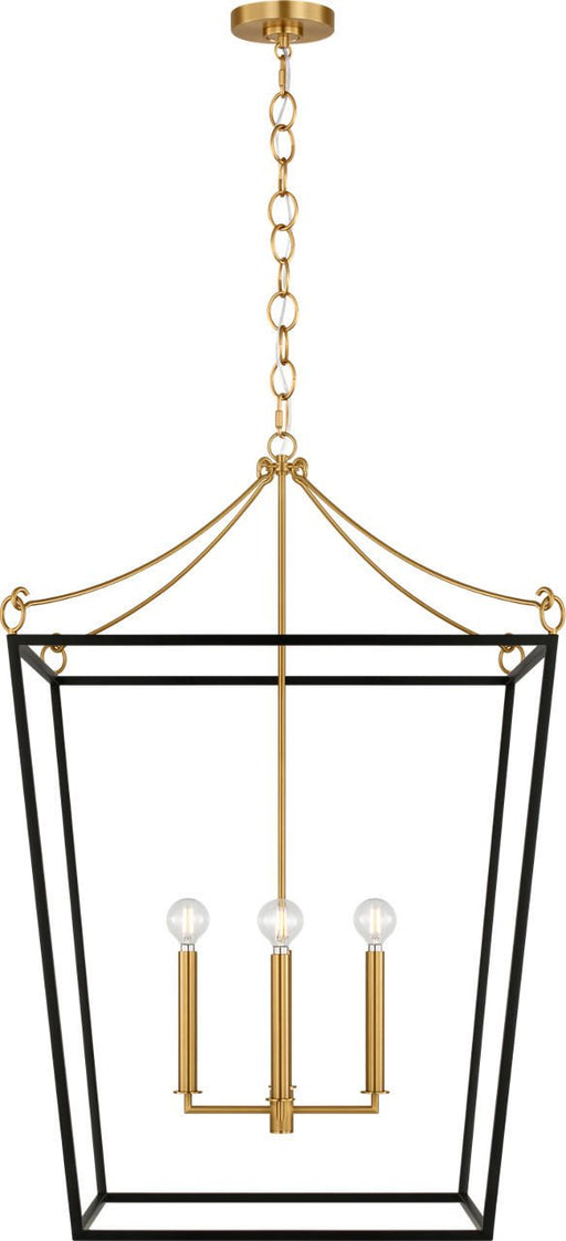 Carlyle 4-Light 24" Lantern Pendant in Midnight Black / Burnished Brass
