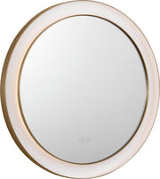 Chopin 24" Round Lighted Mirror in Burnished Brass