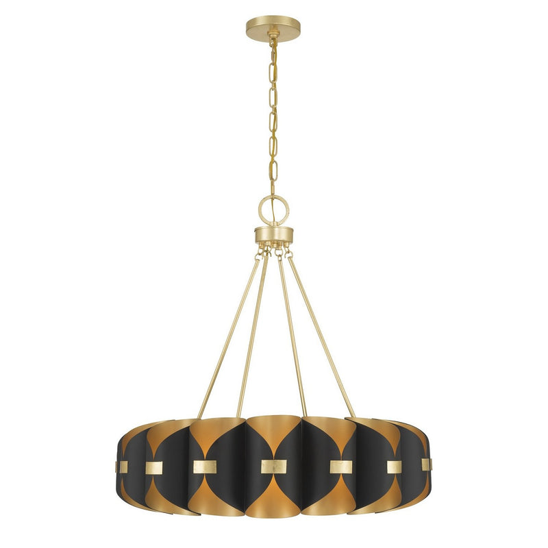 Pelham 16-Light Drum Pendant in Black Cashmere and True Gold