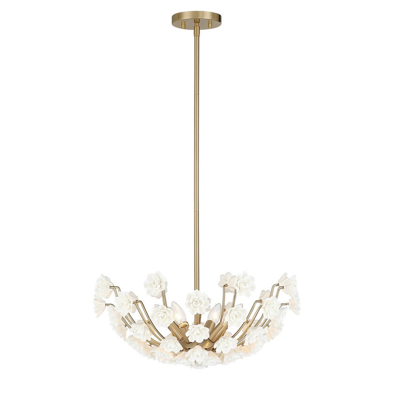 Flores 4-Light Pendant in Noble Brass
