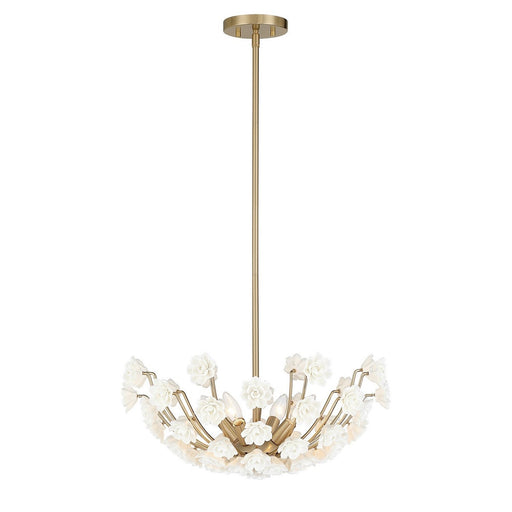 Flores 4-Light Pendant in Noble Brass