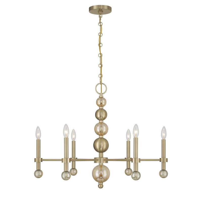 Crescent 30" 6-Light Chandelier in Noble Brass