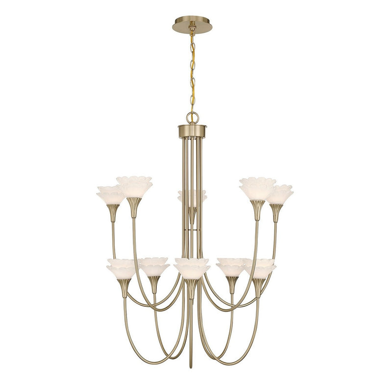 Florena 10-Light Chandelier in Noble Brass