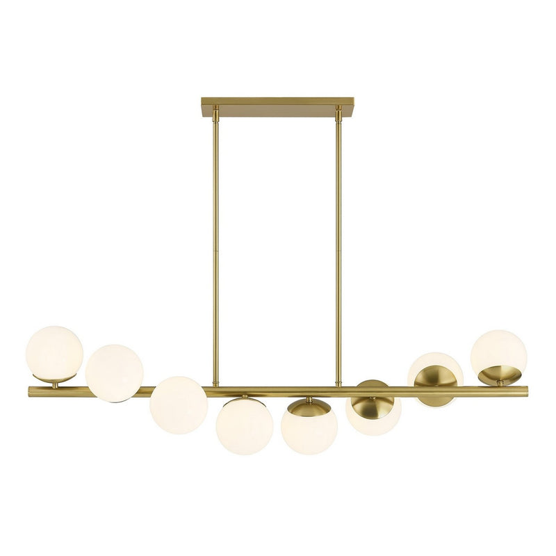 Turin 8-Light Linear Chandelier in Warm Brass
