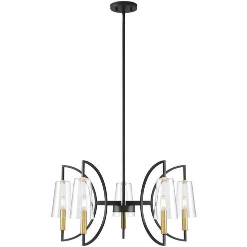 Hanley 5-Light Chandelier in Matte Black and Warm Brass