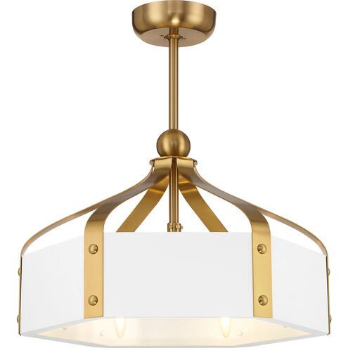 Sheffield 26" Fan D'Lier in White with Warm Brass Accents