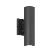 Kelley LED Cylinder Outdoor Wall Sconce in Matte Black