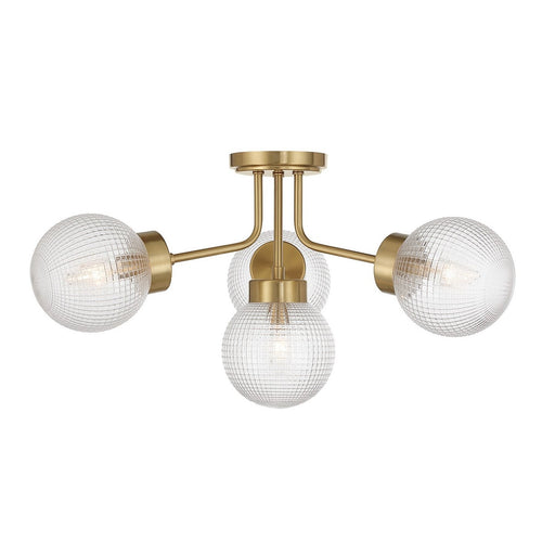 Coral 4-Light Semi-Flush Mount in Warm Brass