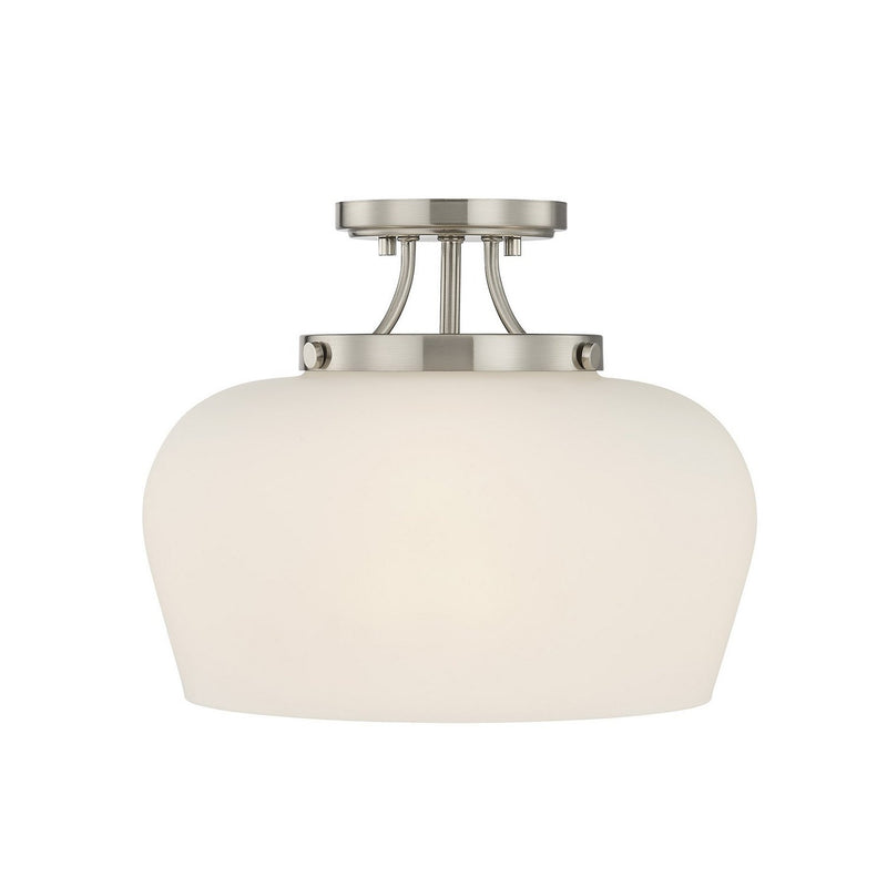 Octave 3-Light Opal Glass Semi-Flush Mount in Satin Nickel