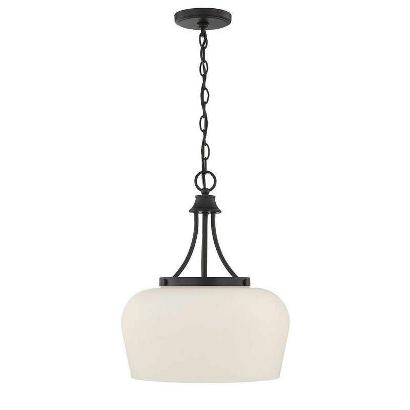 Octave 3-Light Opal Glass Pendant in Matte Black