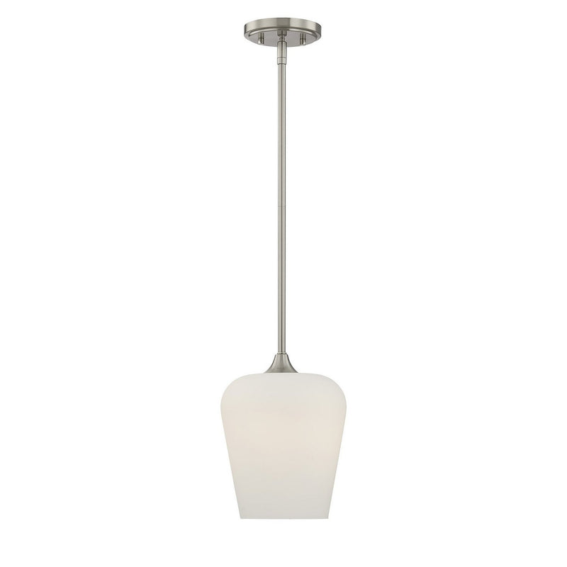 Octave Opal Glass Mini Pendant in Satin Nickel