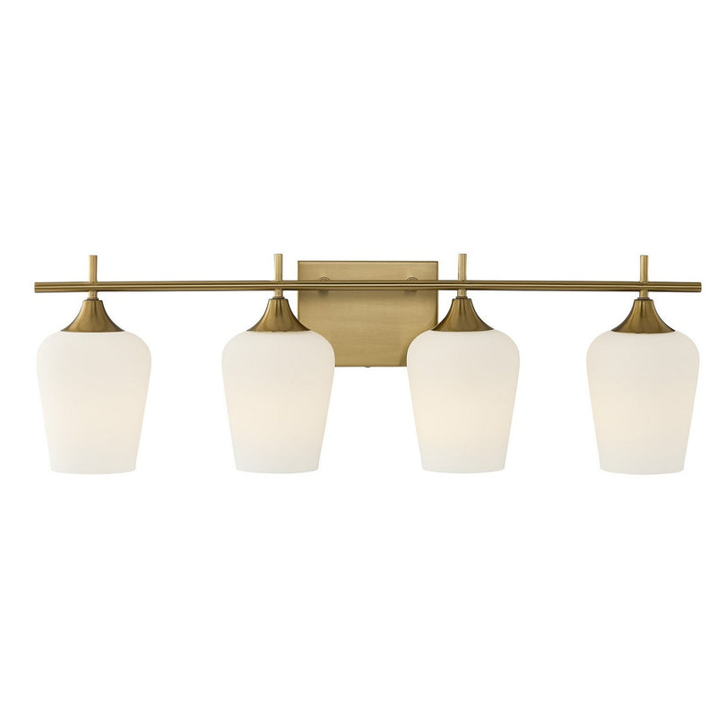Octave 4-Light Opal Glass Bath Vanity Light in Warm Brass