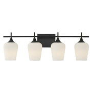 Octave 4-Light Opal Glass Bath Vanity Light in Matte Black