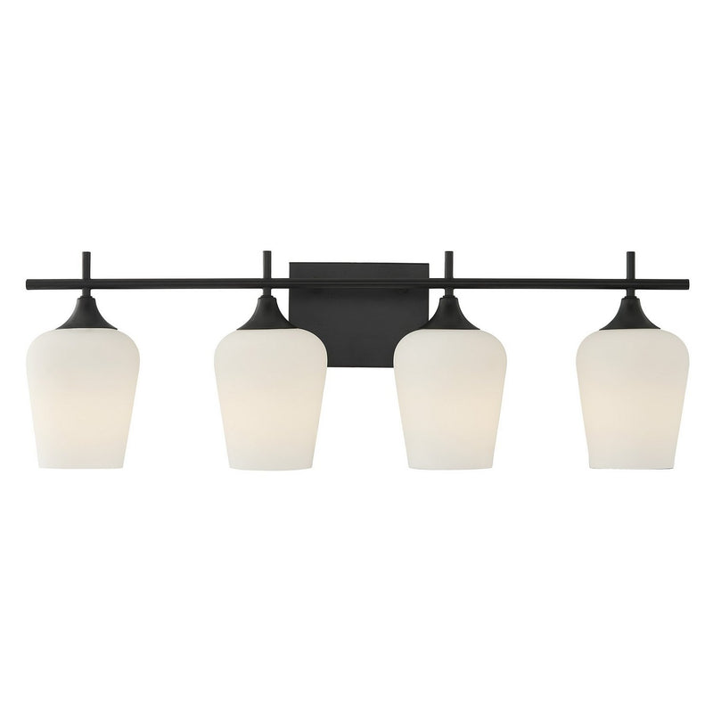 Octave 4-Light Opal Glass Bath Vanity Light in Matte Black