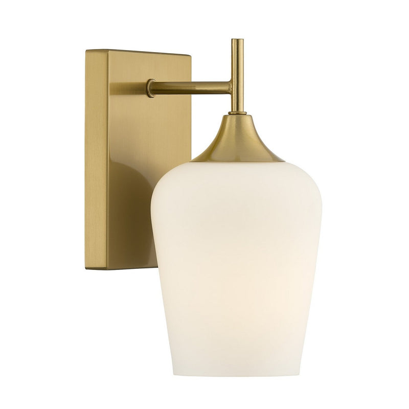 Octave Opal Glass Bath Sconce in Warm Brass