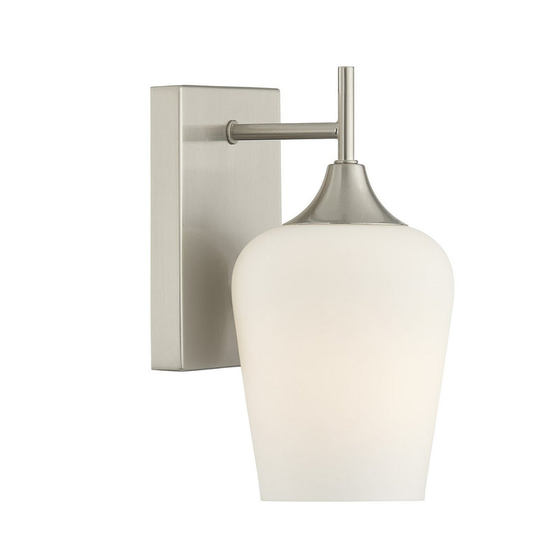 Octave Opal Glass Bath Sconce in Satin Nickel
