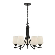 Octave 5-Light Opal Glass Chandelier in Matte Black