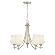 Octave 5-Light Opal Glass Chandelier in Satin Nickel