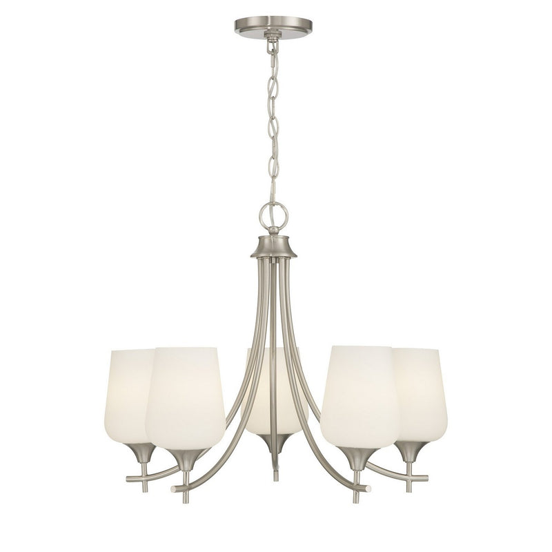 Octave 5-Light Opal Glass Chandelier in Satin Nickel