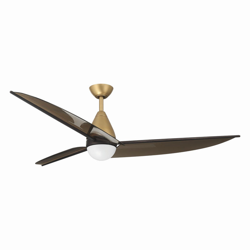 Lirden 65" LED Ceiling Fan in Heritage Brass / Translucent Brown Smoke