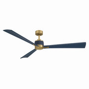 Nauticus 65" Outdoor LED Ceiling Fan in Legacy Brass / Navy Blue