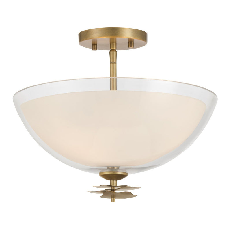 Elowen 3-Light Semi-Flush Mount in Legacy Brass