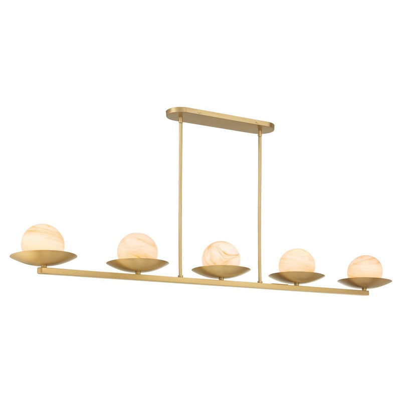 Olenne 5-Light Linear Chandelier in Legacy Brass