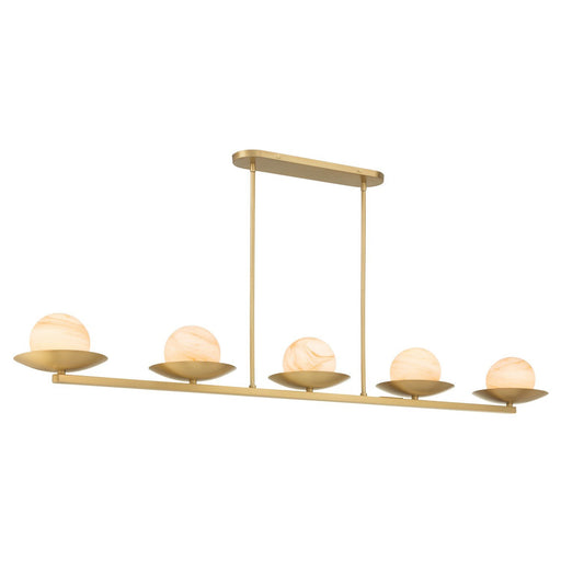 Olenne 5-Light Linear Chandelier in Legacy Brass
