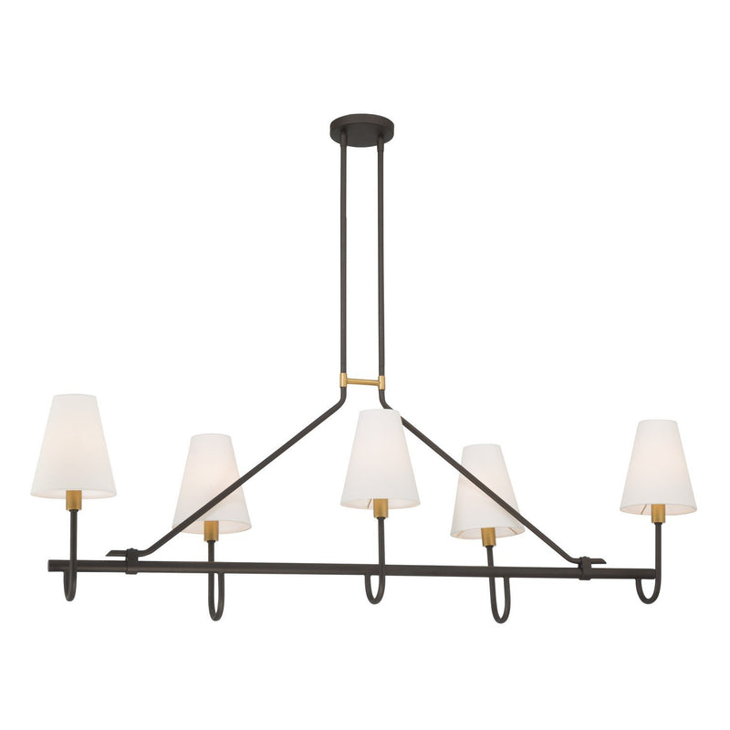 Bellforge 5-Light Linear Chandelier in Legacy Brass