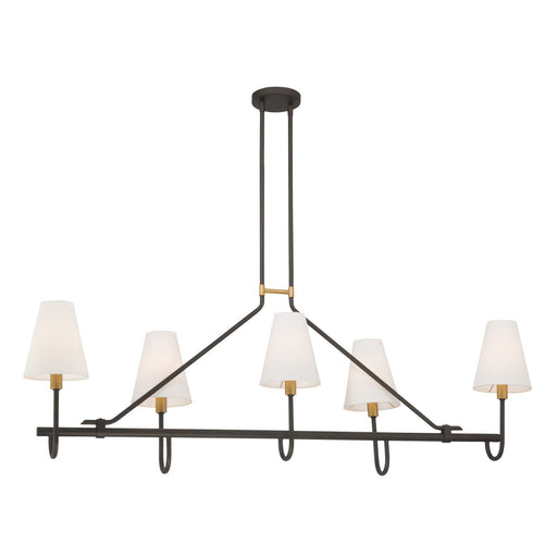 Bellforge 5-Light Linear Chandelier in Legacy Brass