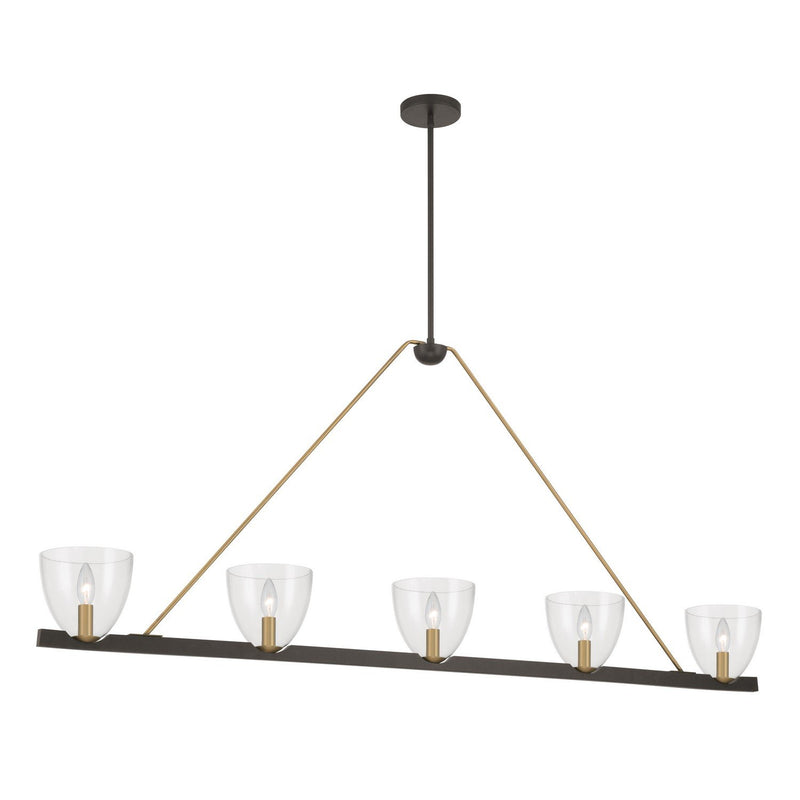 Noellea 5-Light Linear Chandelier in Dark Bronze