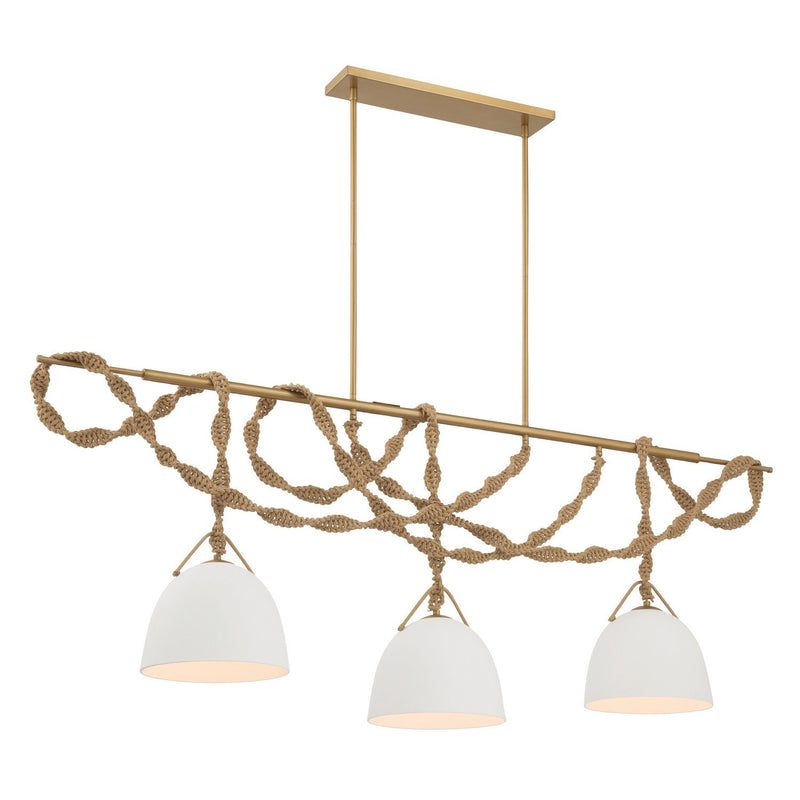 Cordón 3-Light Linear Chandelier in Legacy Brass