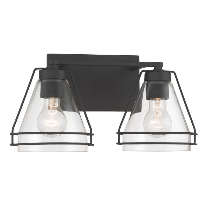 Lorenth 2-Light Bath Vanity Light in Dark Matte Black